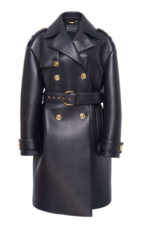 versace leather coat|outlet versace.